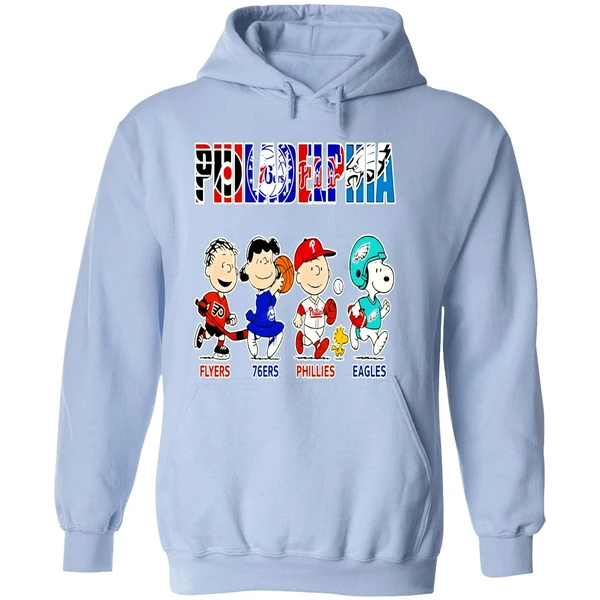 Peanuts Characters Philadelphia Eagles Flyers 76ers Phillies Eagles Sports Teams Hoodie - Image 4