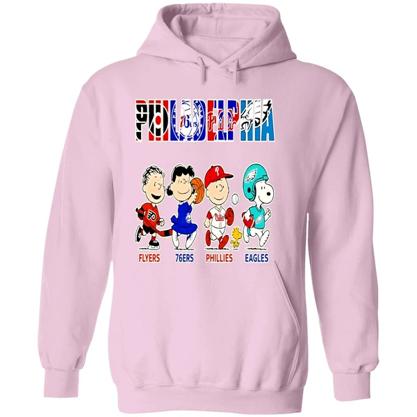Peanuts Characters Philadelphia Eagles Flyers 76ers Phillies Eagles Sports Teams Hoodie - Image 5