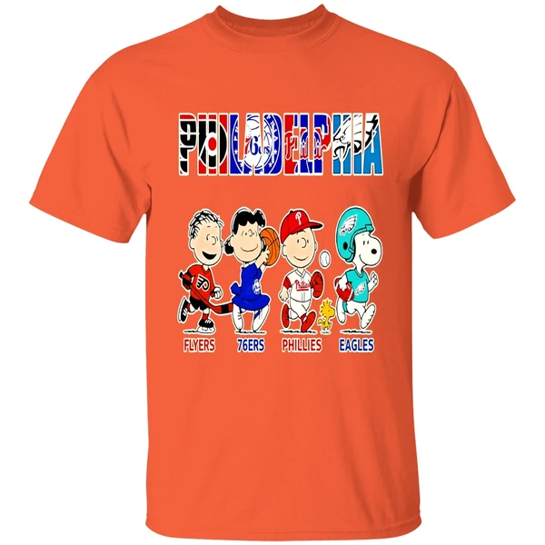 Peanuts Characters Philadelphia Eagles Flyers 76ers Phillies Eagles Sports Teams Shirt - Image 6