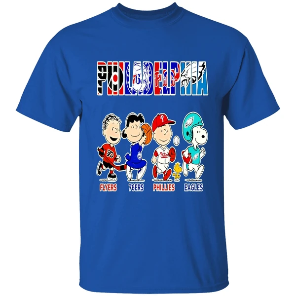 Peanuts Characters Philadelphia Eagles Flyers 76ers Phillies Eagles Sports Teams Shirt - Image 8
