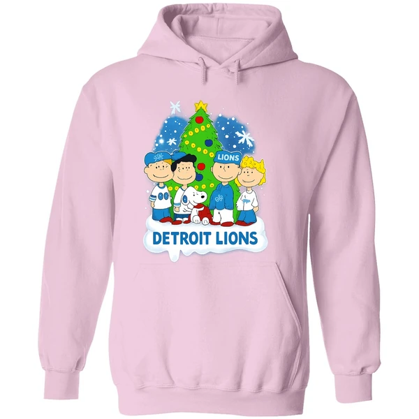 Peanuts Snoopy And Friends Detroit Lions Christmas Tree Hoodie - Image 5