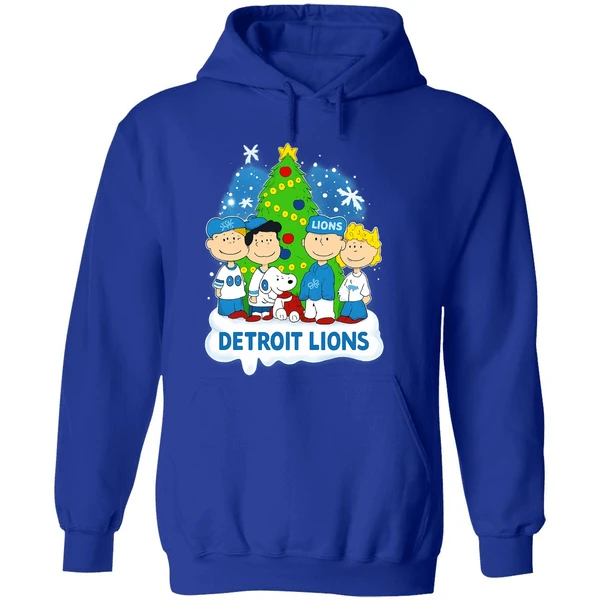 Peanuts Snoopy And Friends Detroit Lions Christmas Tree Hoodie - Image 7
