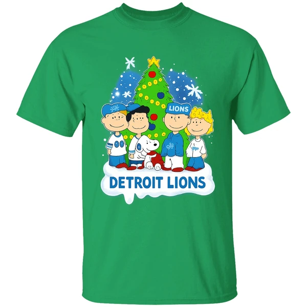 Peanuts Snoopy And Friends Detroit Lions Christmas Tree Shirt - Image 2