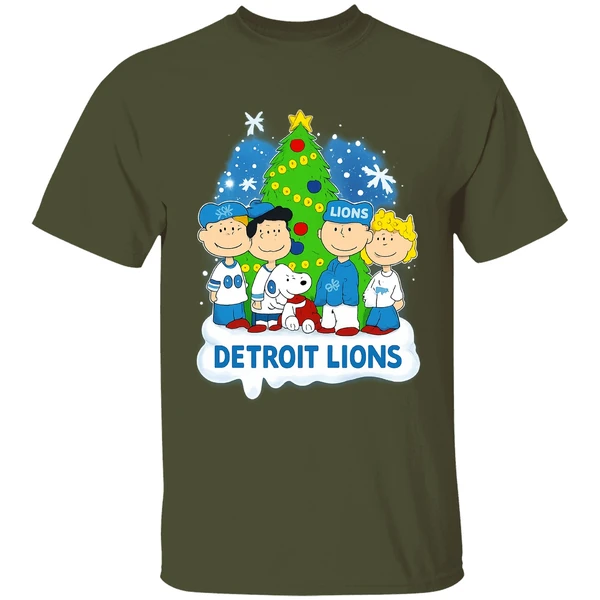 Peanuts Snoopy And Friends Detroit Lions Christmas Tree Shirt - Image 4