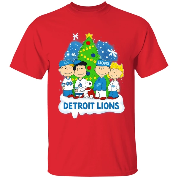 Peanuts Snoopy And Friends Detroit Lions Christmas Tree Shirt - Image 7