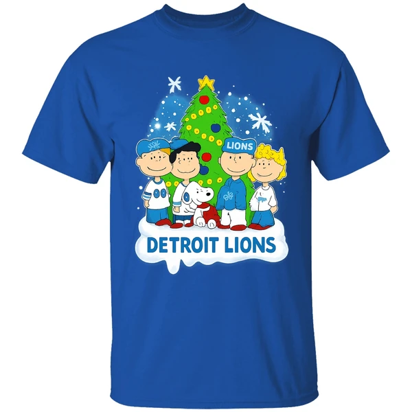 Peanuts Snoopy And Friends Detroit Lions Christmas Tree Shirt - Image 8