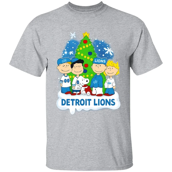 Peanuts Snoopy And Friends Detroit Lions Christmas Tree Shirt - Image 9