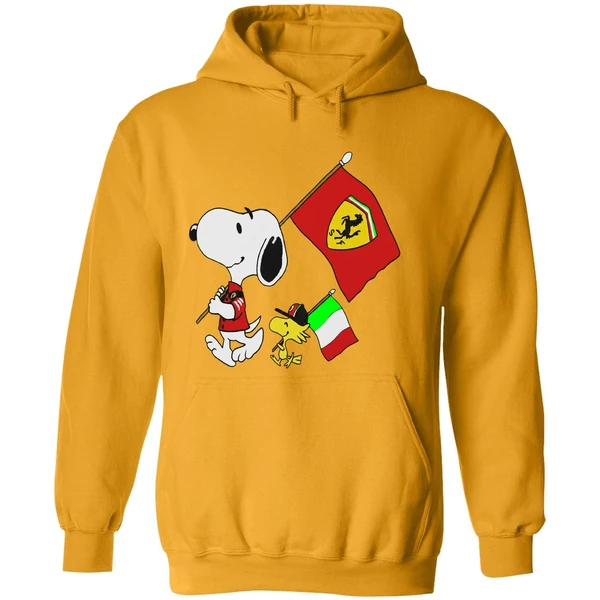 Peanuts Snoopy And Woodstock Ferrari Flag Hoodie