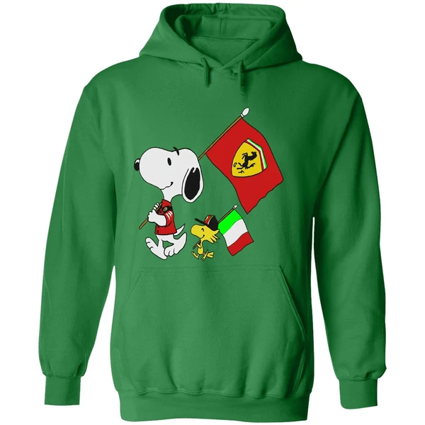 Peanuts Snoopy And Woodstock Ferrari Flag Hoodie - Image 2