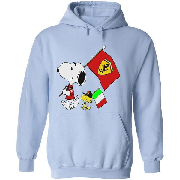 Peanuts Snoopy And Woodstock Ferrari Flag Hoodie - Image 4