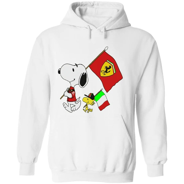Peanuts Snoopy And Woodstock Ferrari Flag Hoodie - Image 8