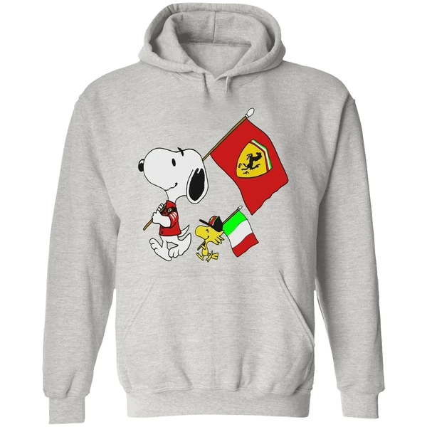 Peanuts Snoopy And Woodstock Ferrari Flag Hoodie - Image 9