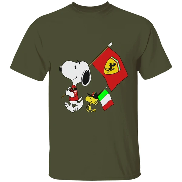 Peanuts Snoopy And Woodstock Ferrari Flag Shirt - Image 4