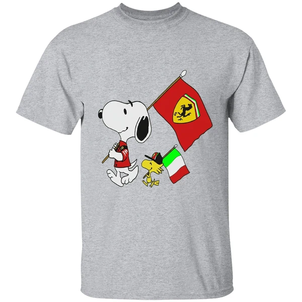 Peanuts Snoopy And Woodstock Ferrari Flag Shirt - Image 9