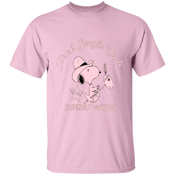 Peanuts Snoopy Pink Beagle Club Friendly Cowboy Shirt Peanuts Snoopy Pink Beagle Club Friendly Cowboy Shirt