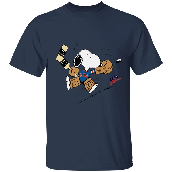 peanuts usa hockey snoopy goalie shirt navy