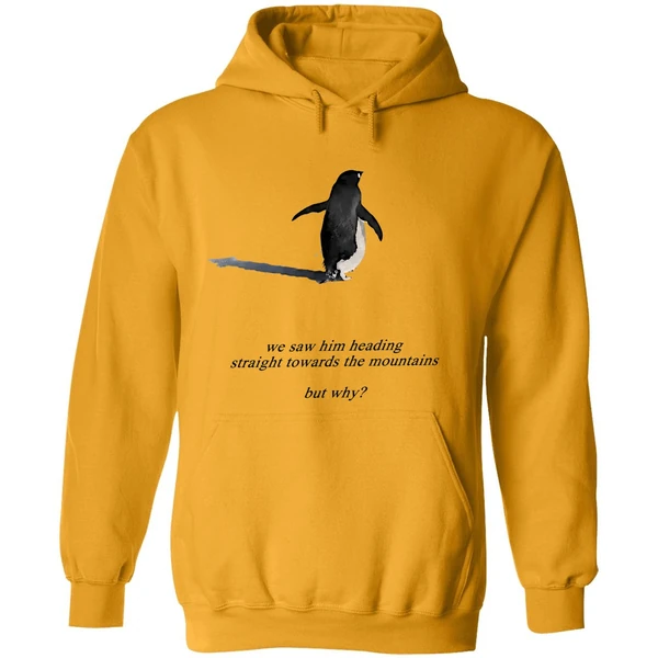 Penguin We Saw Him Heading Straight Towards The Mountains But Why Hoodie