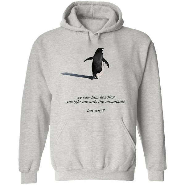 Penguin We Saw Him Heading Straight Towards The Mountains But Why Hoodie - Image 9