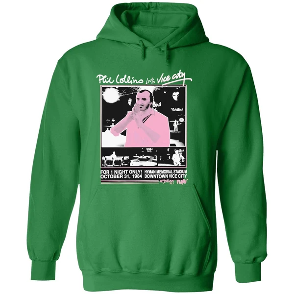 Phil Collins Live In Vice City Hyman Memorial Stadium Downtown Vice City For 1 Night Only Oct 31 1984 Hoodie - Image 2