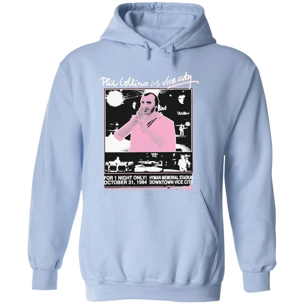 Phil Collins Live In Vice City Hyman Memorial Stadium Downtown Vice City For 1 Night Only Oct 31 1984 Hoodie - Image 4