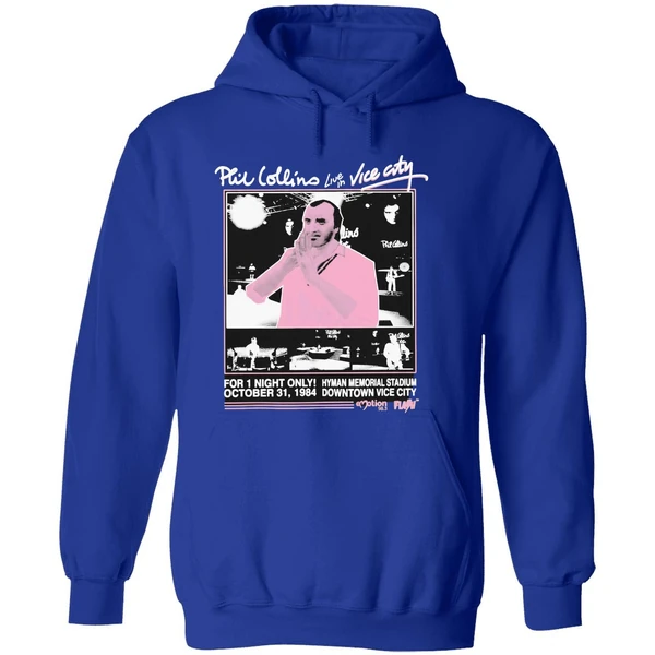 Phil Collins Live In Vice City Hyman Memorial Stadium Downtown Vice City For 1 Night Only Oct 31 1984 Hoodie - Image 7