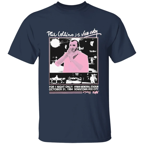 Phil Collins Live In Vice City Hyman Memorial Stadium Downtown Vice City For 1 Night Only Oct 31 1984 Shirt - Image 5