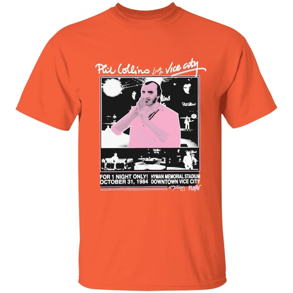 Phil Collins Live In Vice City Hyman Memorial Stadium Downtown Vice City For 1 Night Only Oct 31 1984 Shirt - Image 6