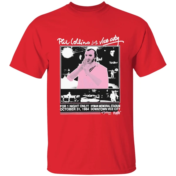 Phil Collins Live In Vice City Hyman Memorial Stadium Downtown Vice City For 1 Night Only Oct 31 1984 Shirt - Image 7