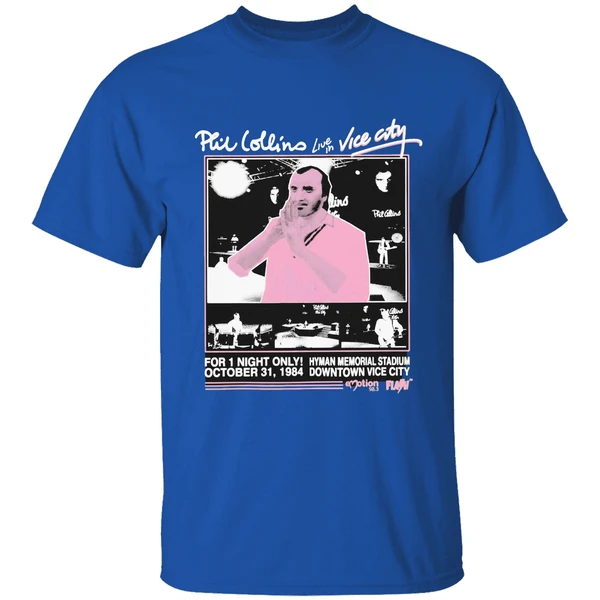 Phil Collins Live In Vice City Hyman Memorial Stadium Downtown Vice City For 1 Night Only Oct 31 1984 Shirt - Image 8