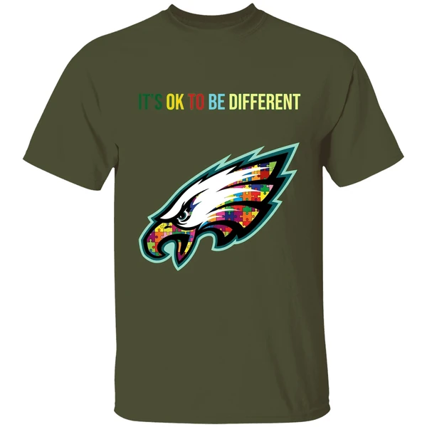 philadelphia eagles autism its ok to be different shirt militarygreen