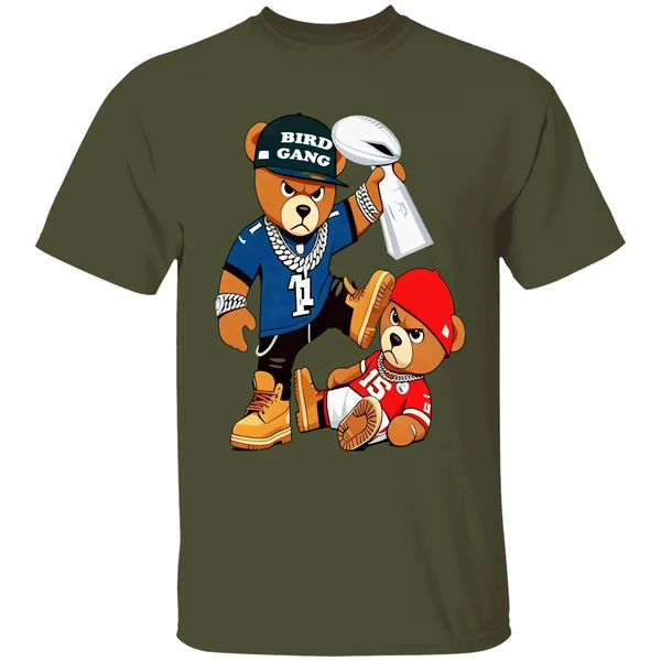 philadelphia eagles beat chiefs teddy bear football champions shirt militarygreen