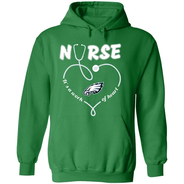 Philadelphia Eagles Nurse Its A Work Of Heart Stethoscope Hoodie - Image 2