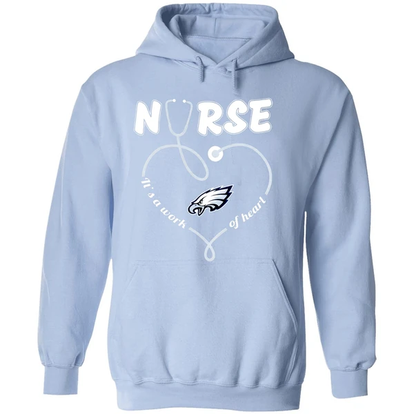 Philadelphia Eagles Nurse Its A Work Of Heart Stethoscope Hoodie - Image 4