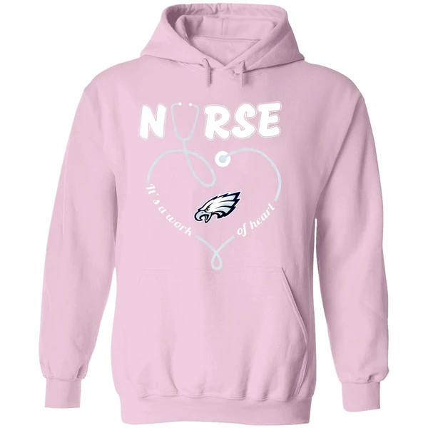 Philadelphia Eagles Nurse Its A Work Of Heart Stethoscope Hoodie - Image 5