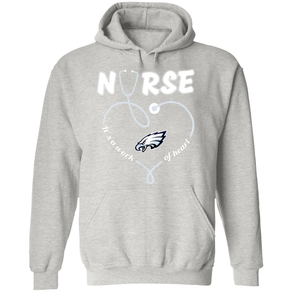 Philadelphia Eagles Nurse Its A Work Of Heart Stethoscope Hoodie - Image 9