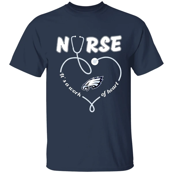Philadelphia Eagles Nurse Its A Work Of Heart Stethoscope Shirt - Image 5