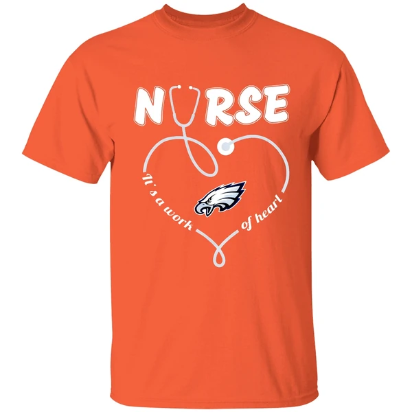 Philadelphia Eagles Nurse Its A Work Of Heart Stethoscope Shirt - Image 6
