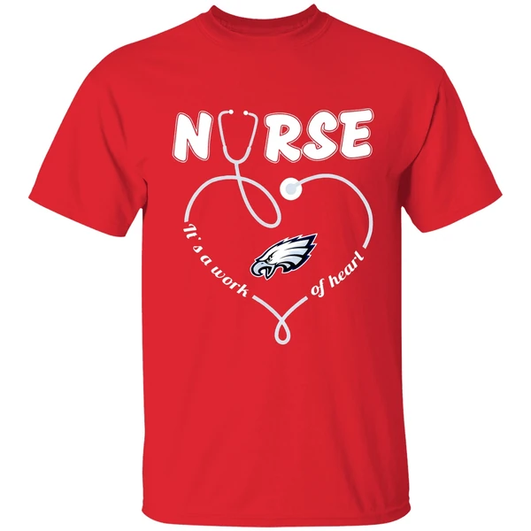 Philadelphia Eagles Nurse Its A Work Of Heart Stethoscope Shirt - Image 7