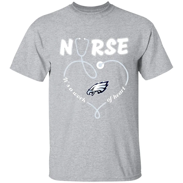 Philadelphia Eagles Nurse Its A Work Of Heart Stethoscope Shirt - Image 9
