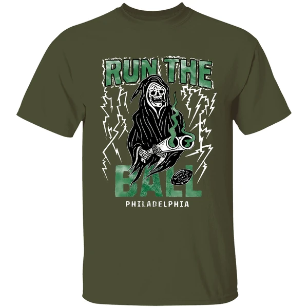 philadelphia eagles run the ball crying wont help you praying wont do you no good shirt militarygreen