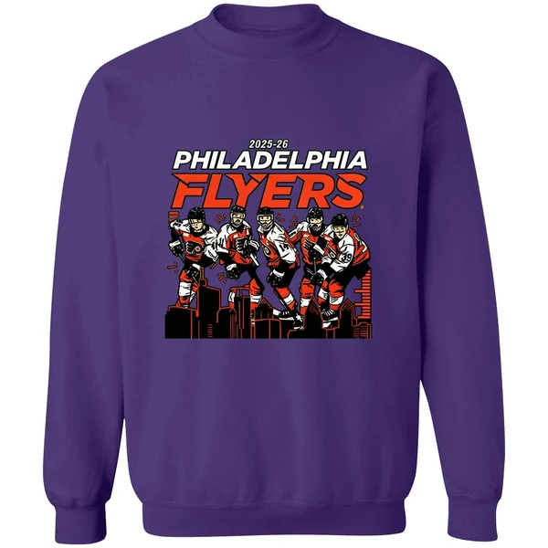 Philadelphia Flyers Hockey City Skyline 2025 2026 Nhl Sweatshirt - Image 7