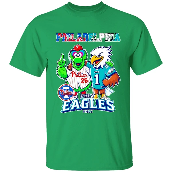Philadelphia Phillies And Philadelphia Eagles Mascot Shirt - Image 2