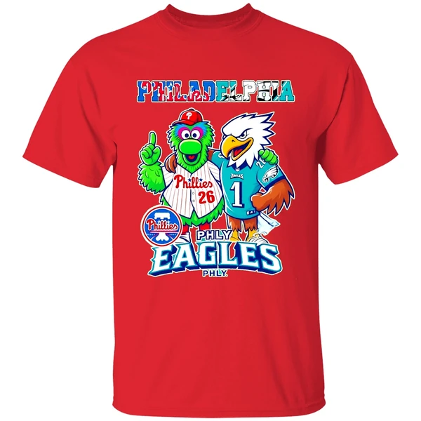 Philadelphia Phillies And Philadelphia Eagles Mascot Shirt - Image 7