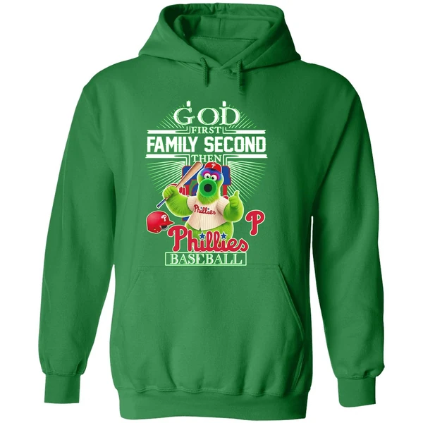 Philadelphia Phillies Baseball God First Family Second Then Hoodie - Image 2