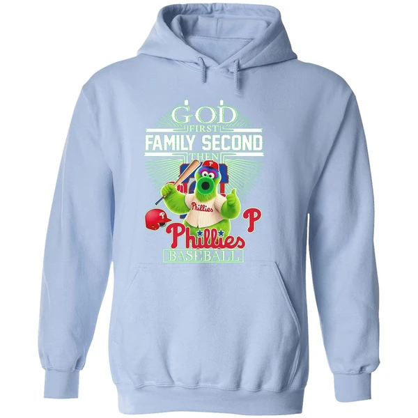 Philadelphia Phillies Baseball God First Family Second Then Hoodie - Image 4