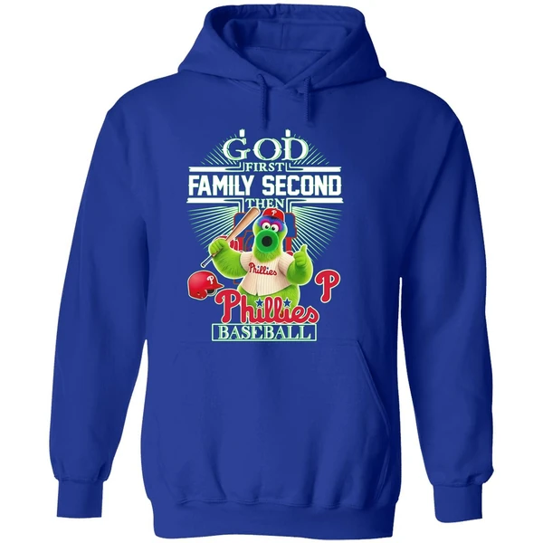 Philadelphia Phillies Baseball God First Family Second Then Hoodie - Image 7