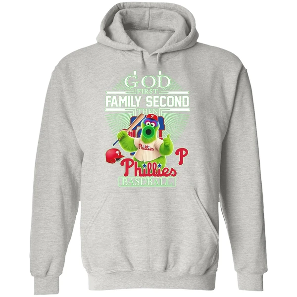 Philadelphia Phillies Baseball God First Family Second Then Hoodie - Image 9