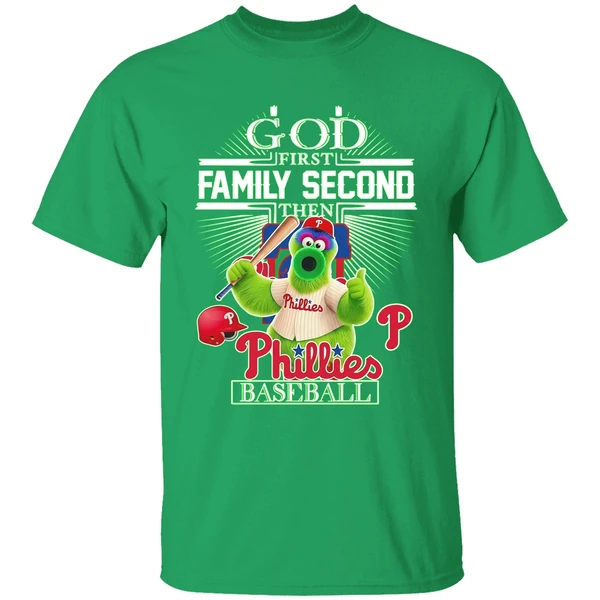 Philadelphia Phillies Baseball God First Family Second Then Shirt - Image 2