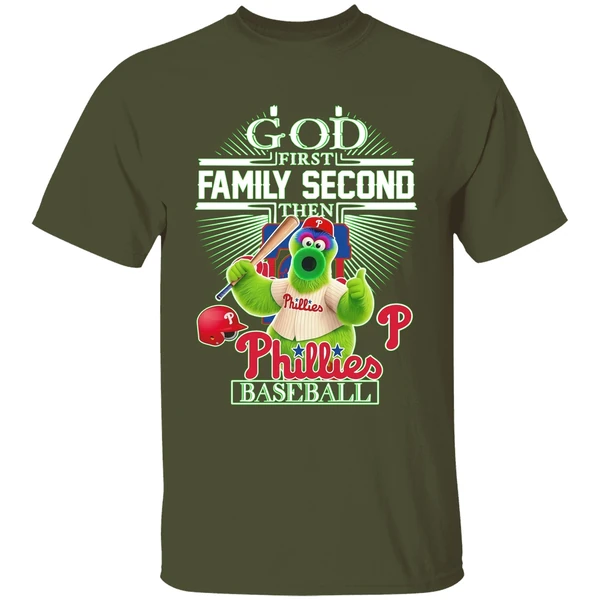 philadelphia phillies baseball god first family second then shirt militarygreen