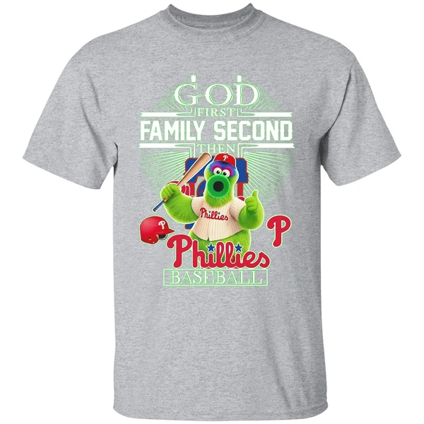 Philadelphia Phillies Baseball God First Family Second Then Shirt - Image 9